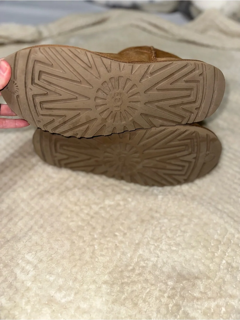 UGG Chestnut Shearling-Lined Classic Ultra Mini Boots Size 10
